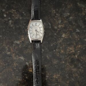 BMW Silver Case Black Leather Watch